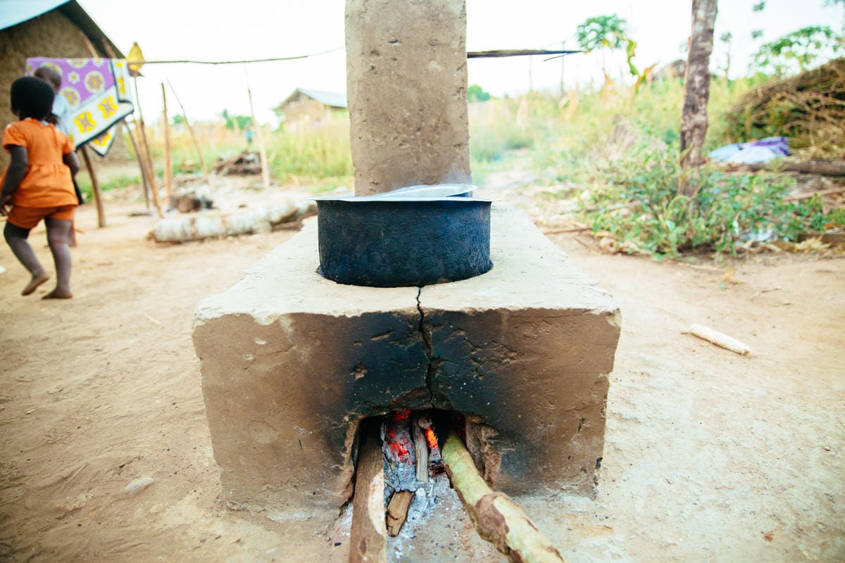 A newly installed fuel efficient stove. Dzombo village. Kwale, Kenya.